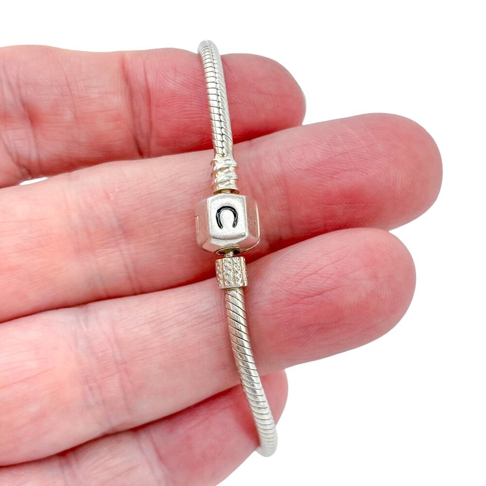 Vintage Chamilia Sterling Silver 925 Snake Chain Charm Bracelet 7"